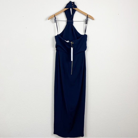 Shona Joy Core Knot Draped Dress in Navy Size 4 - Picture 4 of 8